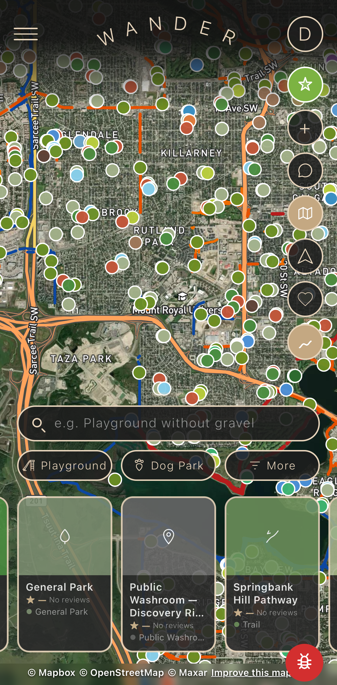 Wander iOS app screenshot
